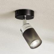 Plafondspot Rondo zwart/chroom, 1-lamp