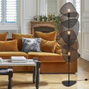 MARKET SET Vloerlamp Screen, zwart, rotan, 179 cm hoog