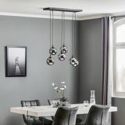 Hanglamp Glassy, 6-lamps, zwart, grafiet, glas, 75 cm