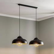 Hanglamp Basca, buiten zwart, binnen goud, 2-lamp