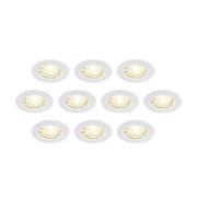 ELC Dakarra downlight set van 10, GU10 Ø8,3cm wit