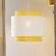 Hanglamp Boho, wit/rotan Ø 38 cm