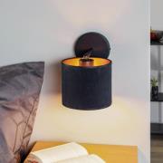 Wandlamp Jari stoffen kap, zwart-goud