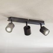 Plafondspot Modo in zwart, 3-lamps
