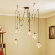 Hanglamp Starla, decentrale, 5-lamps, amber
