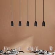 Hanglamp Evora, 5-lamps, balken, zwart