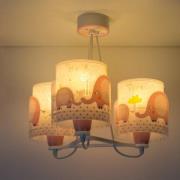 Kinderkamer hanglamp Little Elephant, 3-lamps, roze