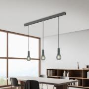 Hanglamp Gara met drie rookglas-kappen