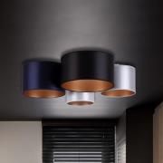Plafondlamp satijn, 4-lamps, blauw/zwart/zilver/wit