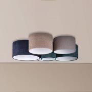 Plafondlamp Boucle 6-lamps blauw/groen/cappuccino/grijs