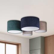 Plafondlamp Boucle 4-lamps blauw/groen/cappuccino