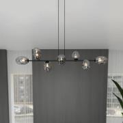 Hanglamp Glassy, 8-lamps, ovale glazen, grafiet