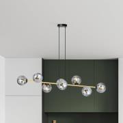 Hanglamp Glassy, 8-lamps, zwart/goud/grafiet