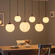 Hanglamp Esme, opaalglas, 6-lamps, lineair