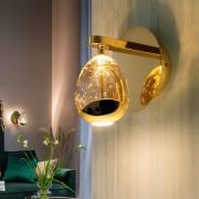 LED wandlamp Rocio, metaal, glas, 1-lamp, goud