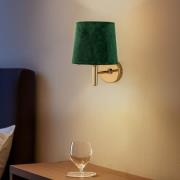 Wandlamp Polo Plus, textiel kap, messing/groen