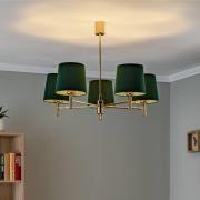 Hanglamp Polo Plus 5-lamps messing/groen