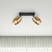 Milley plafondspot, lengte 26 cm, messingkleur, 2-lamps.