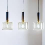 Hanglamp Viva, rook/zwart/messing, 3-lamps