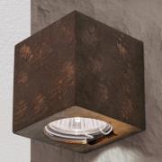 Wandlamp Cube, roestbruin, hoogte 7,5 cm, keramiek