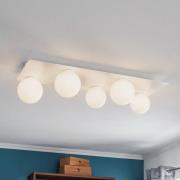 Plafondlamp Firn, hoekig, 5-lamps, wit