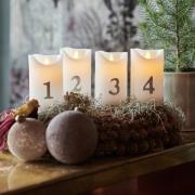 LED kaars Sara Advent 4st hoogte 12,5cm wit/zilver