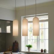 Hanglamp Miella, 3-lamps, geribbeld glas, gesatineerd/wit