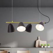 Hanglamp Triton, zwart en goud, 4-lamps