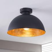 Lindby plafondlamp Lya, Ø 31 cm, zwart-goud, metaal, E27