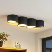 Lindby Kianush plafondlamp 4-lamps lang zwart