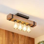 Lindby Sverina plafondlamp, 46 cm, bruin, hout, metaal