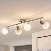 Lindby plafondlamp Elaina, 70 cm, 4-lamps, nikkel, glas, E14