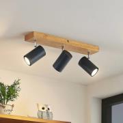 Lindby Maniva plafondspot, 44cm, 3-lamps, zwart, GU10