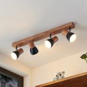 Lindby Tonja plafond-spot met hout, 4-lamps