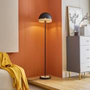 Lindby Lonnaris vloerlamp met rotan, zwart