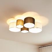 Lindby plafondlamp Lettie, grijs/zwart/wit, 5-lamps, E27