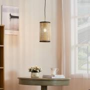 Lindby hanglamp Yaelle, Ø 15 cm, rotan, zwart, E27