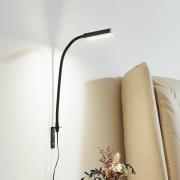 Lindby LED leeslamp Flexola, zwart, hoekig, stekker