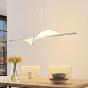LED hanglamp Lucande Edano, 122 cm, wit, textiel, dimbaar