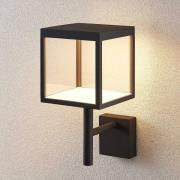 LED buitenwandlamp Cube met glazen kap, grafiet