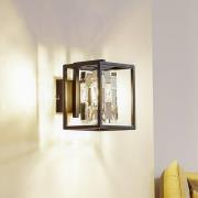 Wandlamp Lucande Arcan, chroomkleur/zwart, kristalglas