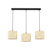 Hanglamp Jovin met drie rotan kappen, lineair