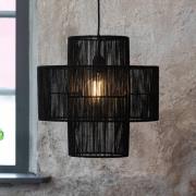 Soga hanglamp, stekker, zwart, jute, Ø 40 cm