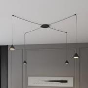 Elit Spider hanglamp, 4-lamps, zwart, metaal