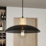 Kobe hanglamp, 1-lamp, staal, hout, zwart