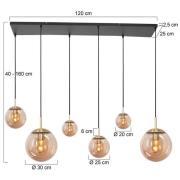 Bollique hanglamp, 6-lamps, messing