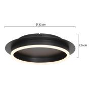 Ringlux plafondlamp, zwart, Ø 32 cm, metaal