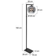 Vloerlamp Lotus, zwart, metaal, glas, E27