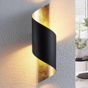 Metalen wandlamp Vanni, gedraaid, zwart-goud