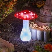 LED-zonnepaneel met grondpen Magic Mushroom, set van 3, rood/wit, IP44
